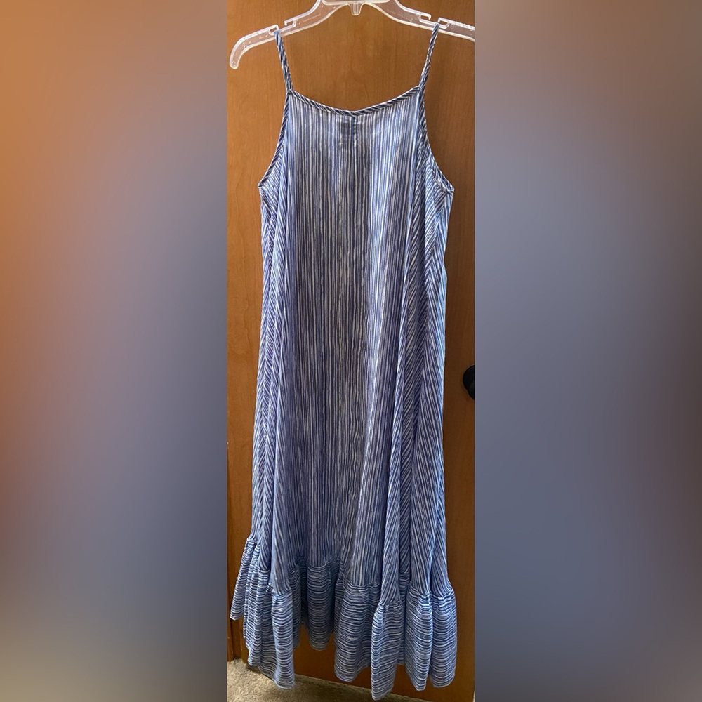 Mud Pie Blue and White Striped Maxi Dress